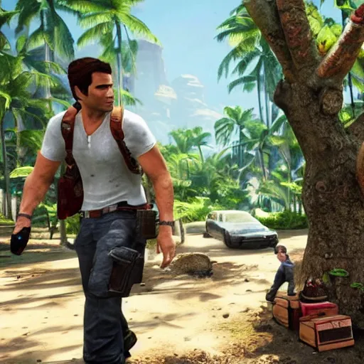 Prompt: a still of from the movie a bug's life crossover with the game uncharted 2 : among thieves