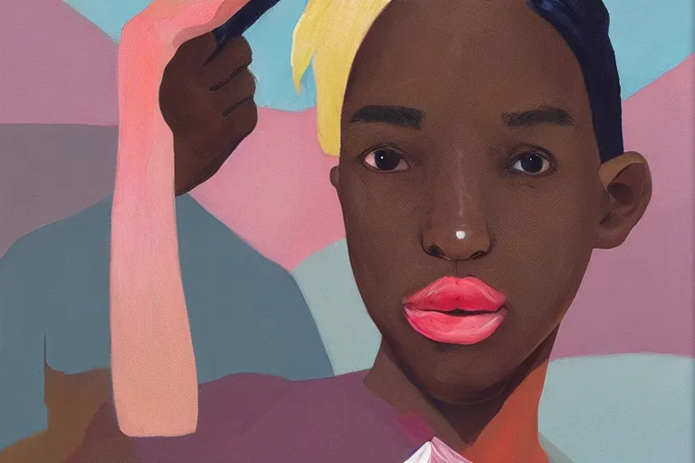 Image similar to a gamer girl with iridescent skin by amy sherald