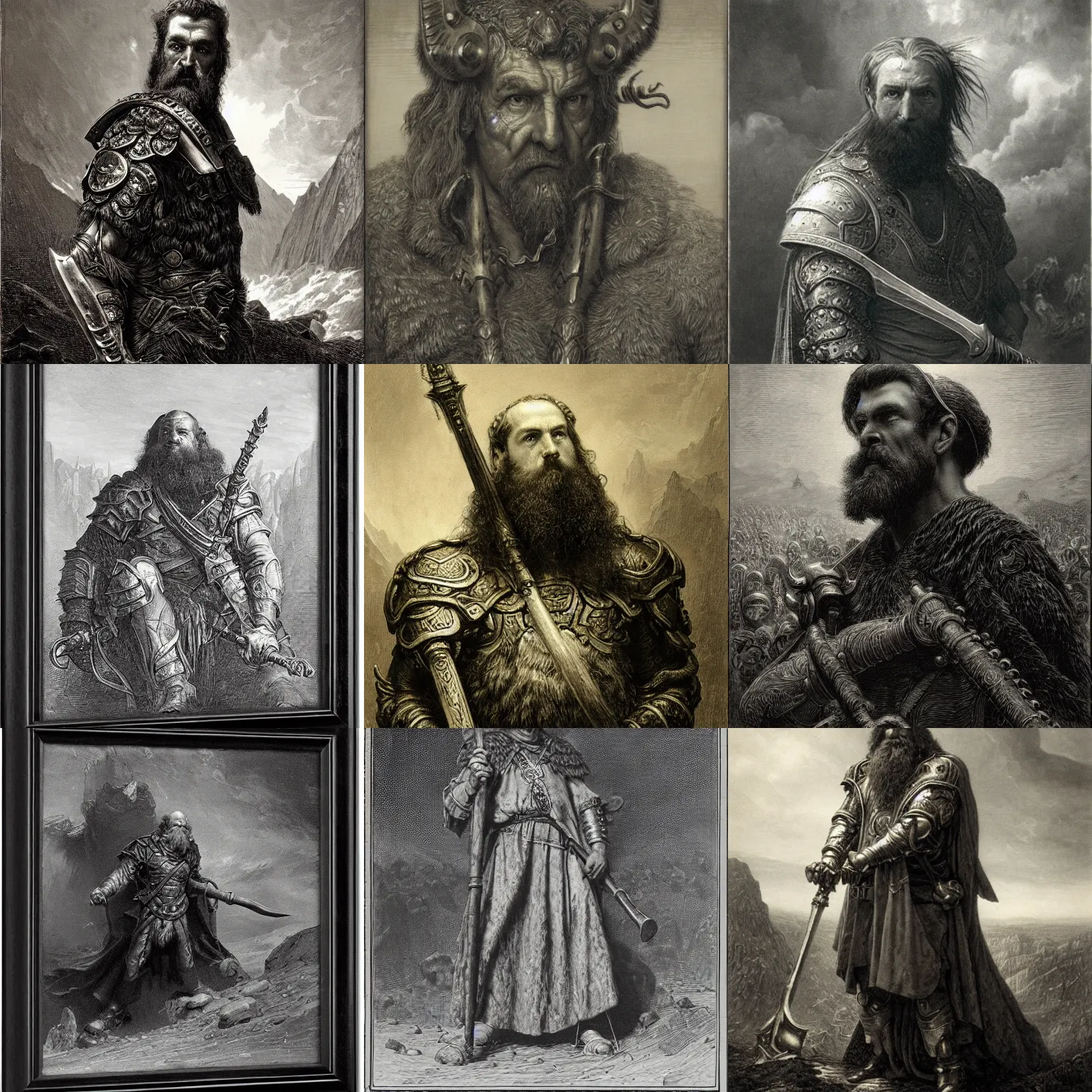 Prompt: a portrait of bruenor battlehammer by gustave dore