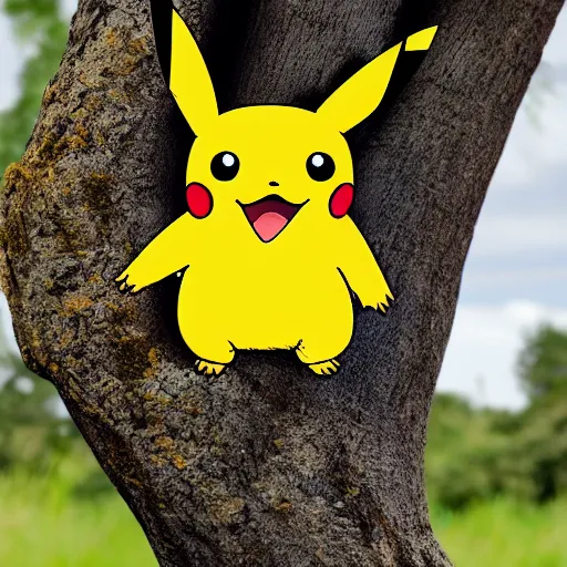 Image similar to photo of pikachu in a tree