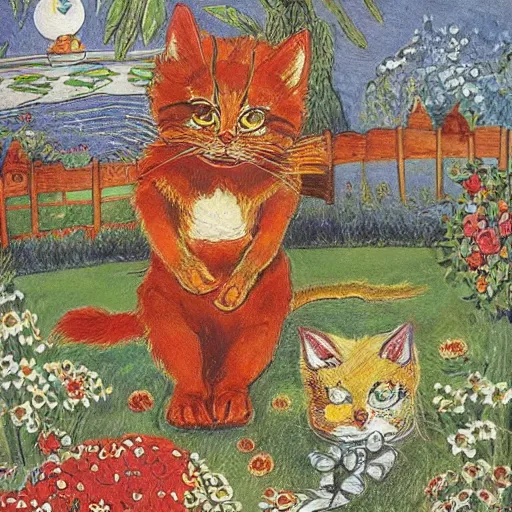 Image similar to miles tails prower as imagined by louis wain