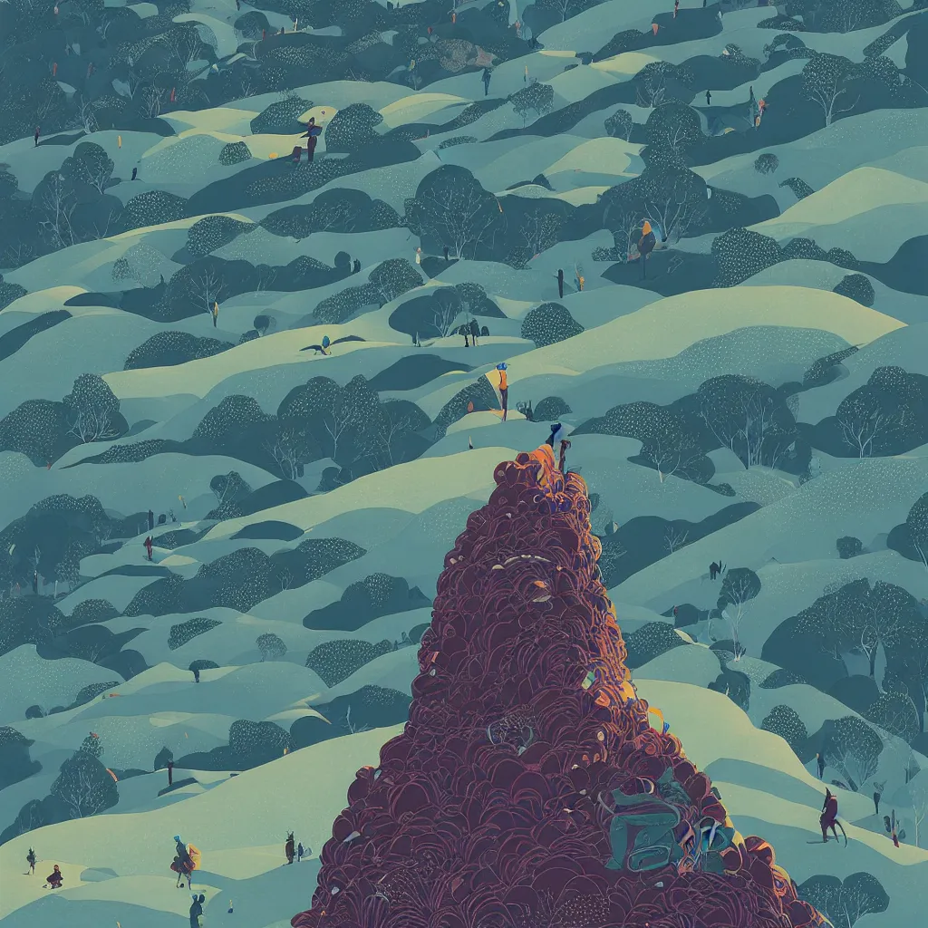 Image similar to backpacker on ridgeline in mountains by victo ngai