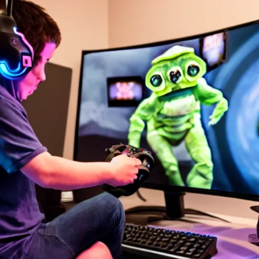 Image similar to tardigrade playing video games