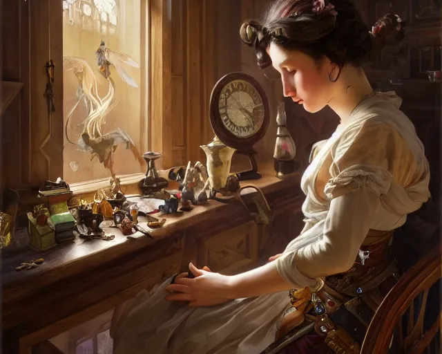 Image similar to photography of charles spencelayh, deep focus, d & d and mtg, fantasy, intricate, elegant, highly detailed, digital painting, artstation, concept art, matte, sharp focus, illustration, hearthstone, art by artgerm and greg rutkowski and alphonse mucha