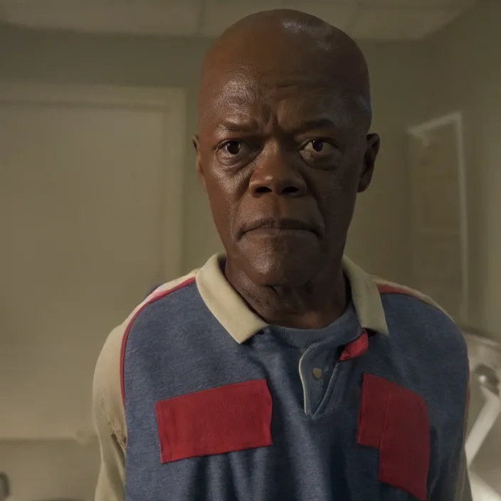 Image similar to film still of Samuel L Jackson in Stranger Things season finale, 4k