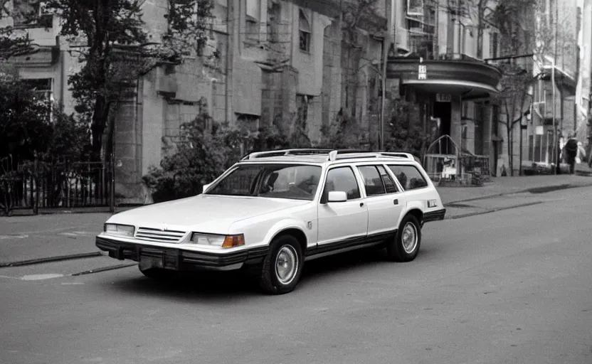 Prompt: a 1980s station wagon on the street