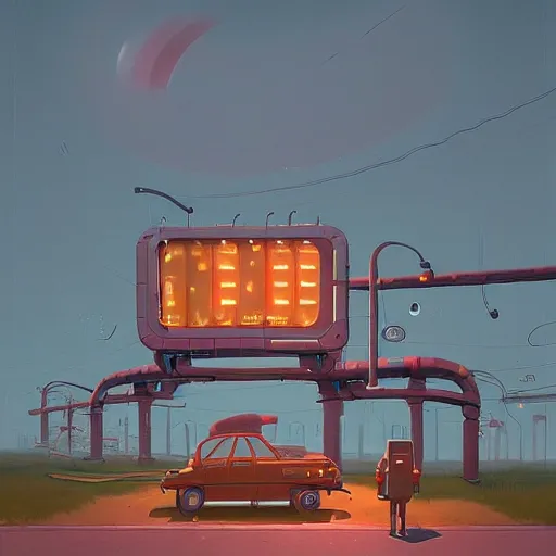 Prompt: An idepe't dueorg thoing!, be na leep thieen prieios. by Simon Stålenhag