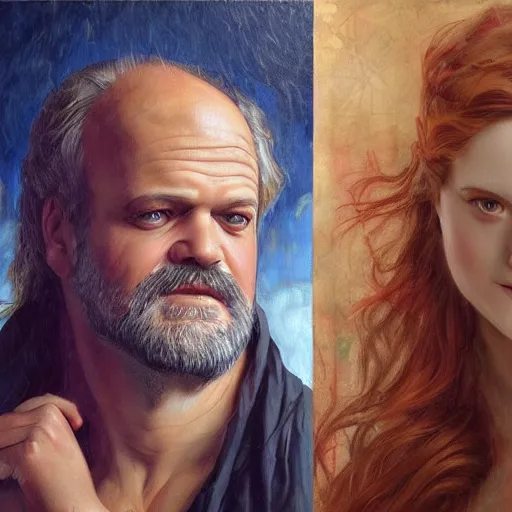 Prompt: amazing artgerm portrait of kelsey grammar as a preraphaelite painting, collaboration with j. scott campbell and artgerm with edward burn jones