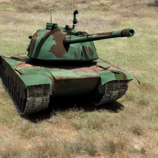 Prompt: a tank with a giant metal scorpion tail