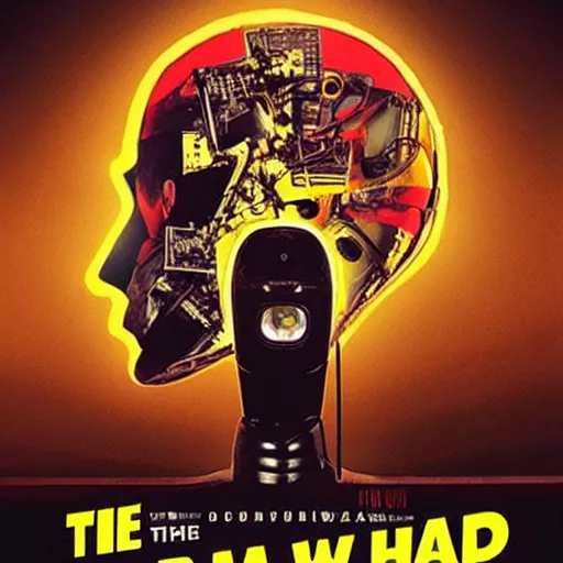 Image similar to the man with robot head, movie by edgar wright