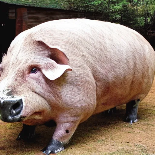 Prompt: a giant machine domestic pig