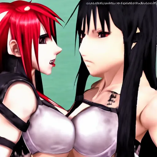 Image similar to tifa fight with a genshin impact charater.