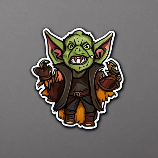 Prompt: cute d & d goblin druid character sticker