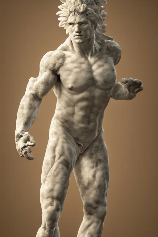 Image similar to photo of fullbody rococo delicate sculpture of a hulking herculean muscular onyx albino marble brock lesnar as an humanoid deity, clothed in silk, wings, sunrays, cinematic lighting, photorealistic, octane render, 8 k, depth of field, 3 d