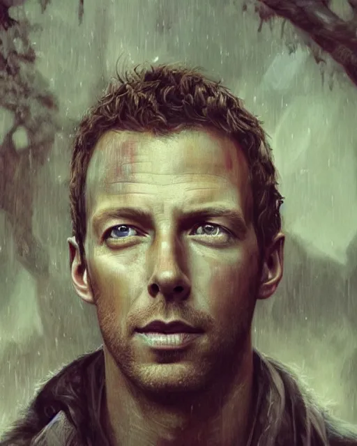 Image similar to chris martin ( coldplay singer ), hyper realistic face, beautiful eyes, fantasy art, in the style of greg rutkowski, intricate, hyper detailed, smooth