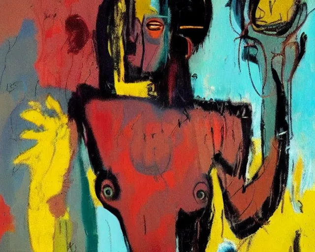 Image similar to painting of the venus de milo by graham sutherland, basquiat!!, greg rutkowski, neo - expressionism, muted colors!