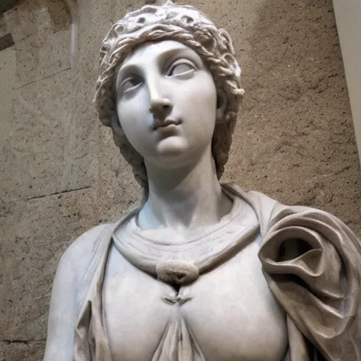 Image similar to Goddess sculpture by Donatello,marble,masterpiece