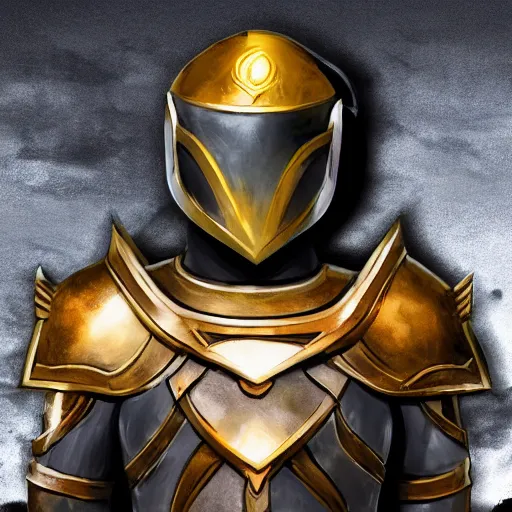 Image similar to animated armor with a helmet face and a sun emblem on his chest, wide shot photo, style of magic the gathering, dungeons and dragons, fantasy, intimidating