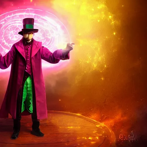 Prompt: novice magician summons a magenta rubbery shield, fantasy, epic, cinematic, digital art, 8 k