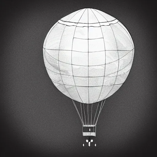 Prompt: “a drawing of a hot air balloon with the globe as its balloon fabric, cyberpunk”