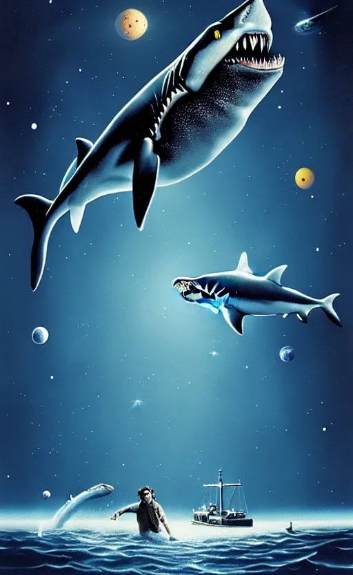 Image similar to jaws in space, exquisite movie art, by lucusfilm, weta studio, 8 k, denoised, music poster