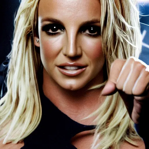 Prompt: a close up shot of britney spears giving a thumbs up, hyper realistic, close up, sharp focus