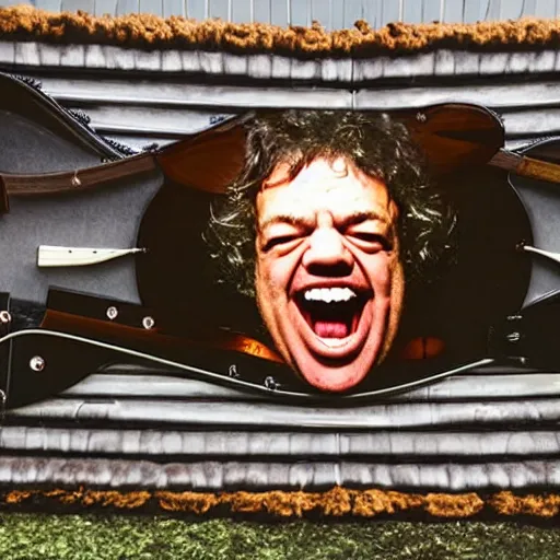 Image similar to dean ween guitar face, enormous mouth 1 meter in diameter