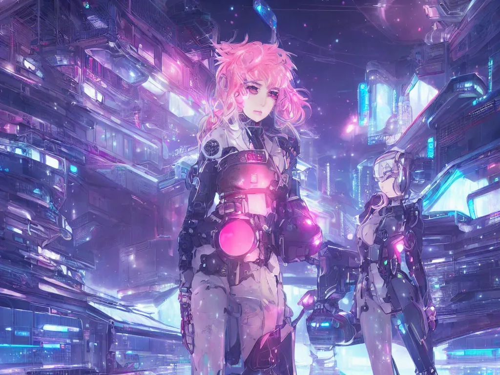 Image similar to portrait anime visual of futuristic female cyber airforce, on neon light tokyo snowy rooftop, ssci - fi and fantasy, intricate and very beautiful, human structure, concept art, sharp focus, anime illustration by rossdraws and luxearte and magali villeneuve and nixeu, frostine engine