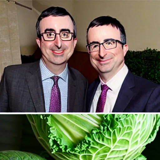 Image similar to john oliver and a cabbage are getting married