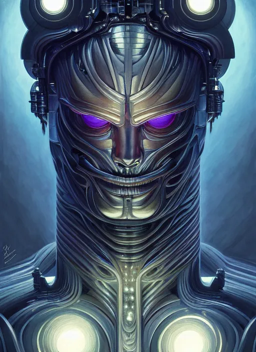 Image similar to Symmetry!! portrait of Galactus, HR Giger!! glowing lights!! sci-fi, intricate, elegant, highly detailed, digital painting, artstation, concept art, smooth, sharp focus, illustration, art by artgerm and greg rutkowski and alphonse mucha