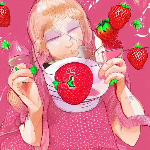 Prompt: a hyperdetailed strawberry milk poster, 4 k hd wallpaper illustration