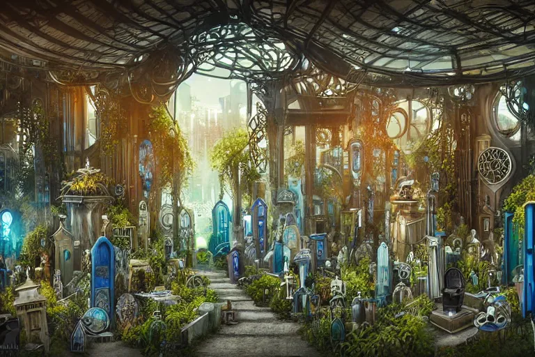 Image similar to elegance futuristic watery favela graveyard honeybee hive, art nouveau environment, industrial factory, award winning art, epic dreamlike fantasy landscape, ultra realistic,