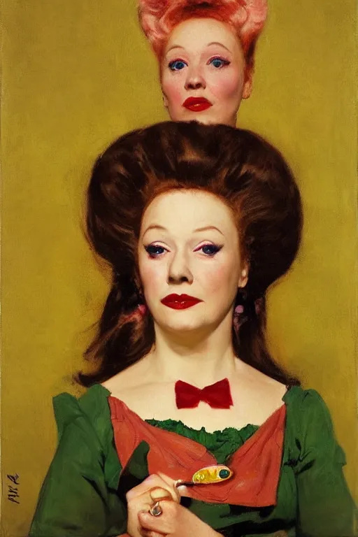 Prompt: beautiful portrait, amanda blake as miss kitty by Jean-Leon Gerome and Richard Schmid and chuck close