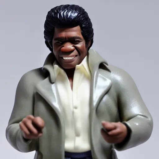 Image similar to a porcelain figurine of james brown, product shot