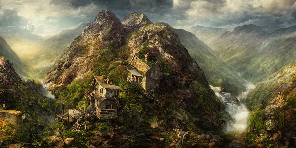 Image similar to appalachian mountain landscape, matte painting by andreas franke