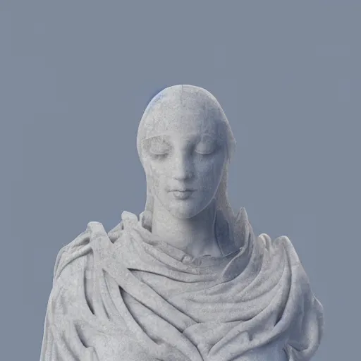 Prompt: “a delicate renaissance marble sculpture covered with water veil, highly detailed transparent marble cloth, gi, global illumination, physically based rendering, photorealistic, top light, dark background ”