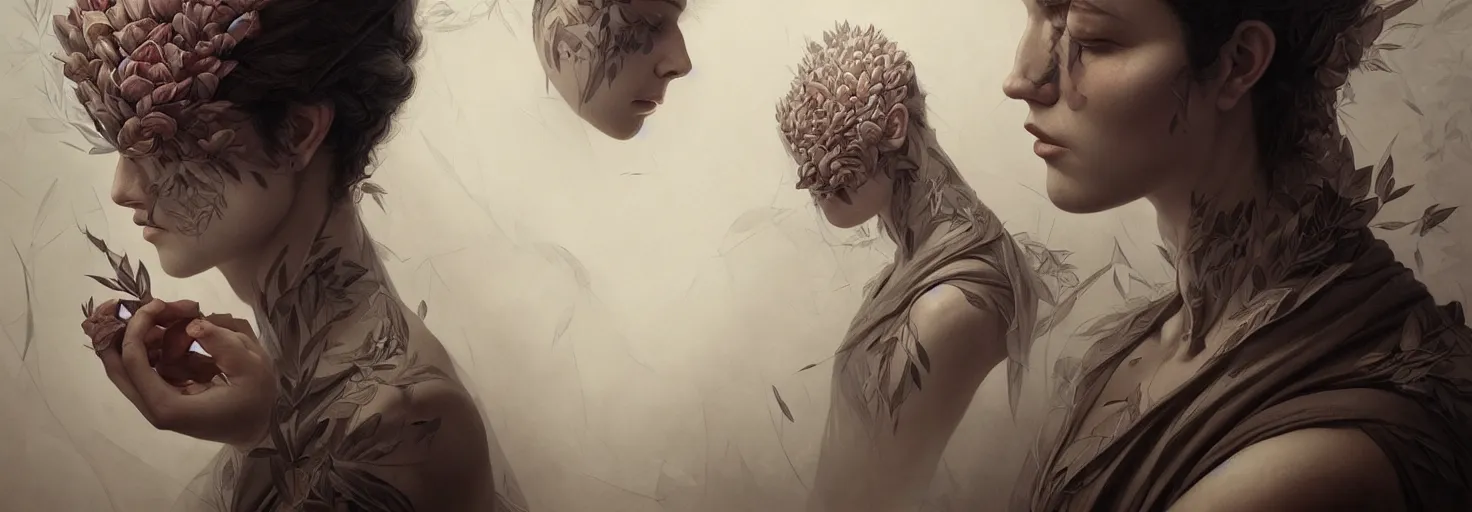 Image similar to gregoriy isakhanyan, with soft line, symmetrical patterns, in style marco mazzoni, greg rutkowski, artgerm