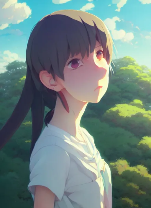 Prompt: portrait of cartoon girl, cloudy sky background lush landscape illustration concept art anime key visual trending pixiv fanbox by wlop and greg rutkowski and makoto shinkai and studio ghibli