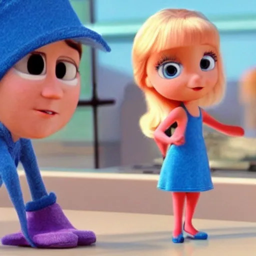 Image similar to real girl smurfin, in pixar's Up