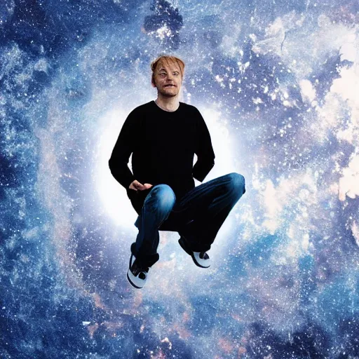 Prompt: andreas mogensen floating in space.