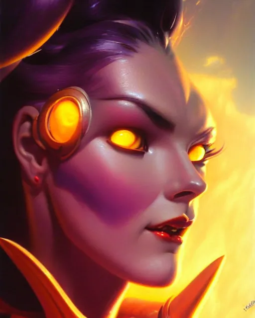 Image similar to widowmaker from overwatch, character portrait, portrait, close up, vintage fantasy art, vintage sci - fi art, radiant light, caustics, by boris vallejo