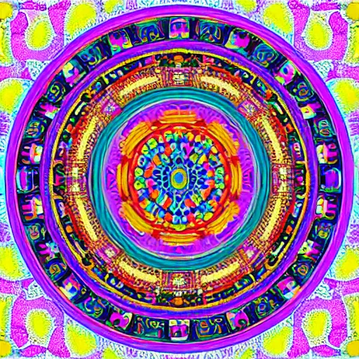 Image similar to A beautiful Buddhist Mandala, hyper-detailed, rainbow color scheme ::