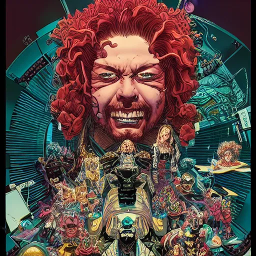 Image similar to portrait of crazy post malone sci - fi, symmetrical, glamour, by yoichi hatakenaka, masamune shirow, josan gonzales and dan mumford, ayami kojima, takato yamamoto, barclay shaw, karol bak, yukito kishiro