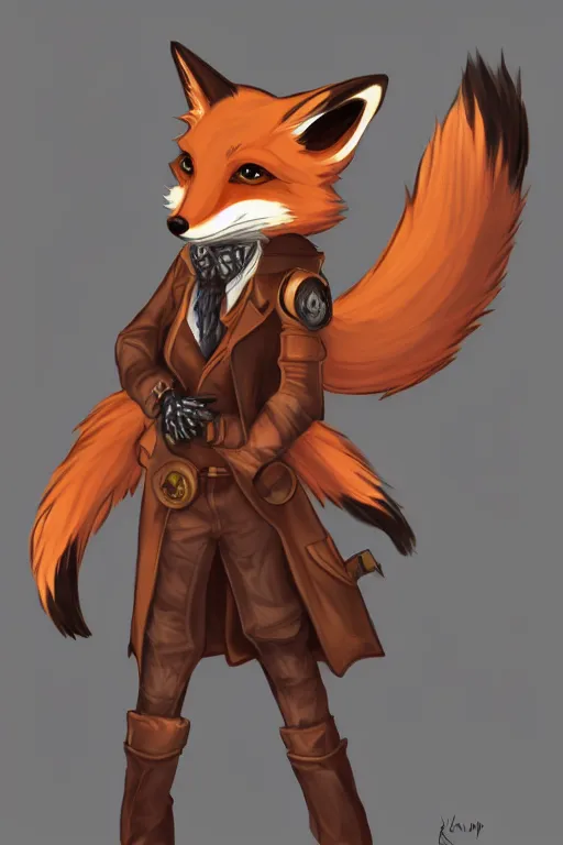 Image similar to a fox fursona, trending on artstation, by kawacy, furry art, digital art, steampunk, high quality, backlighting