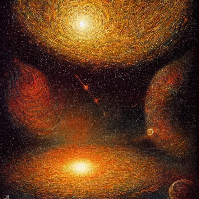 Prompt: a painting of all the stars colliding into a single ray by johfra bosschart, dark fantasy art, high detail, trending on artstation