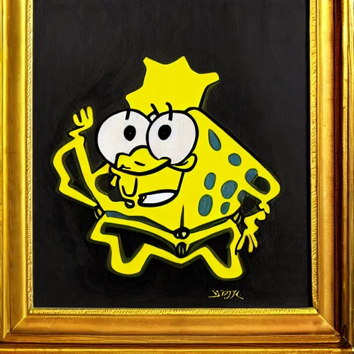 Prompt: spongebob but painted by rembrandt