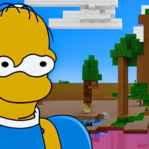 Image similar to Homer Simpson in Minecraft