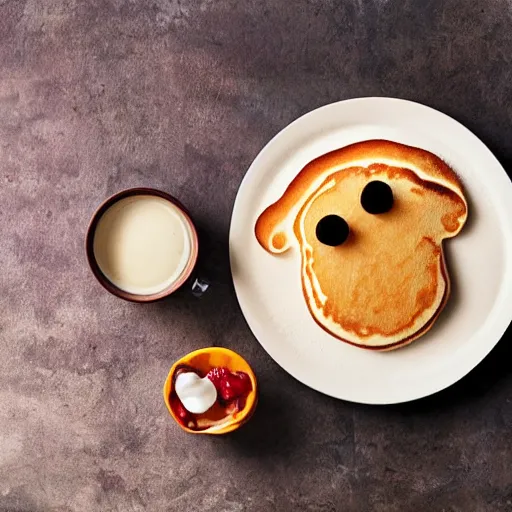 Image similar to pancake shaped like a bear, award winning food photo magazine, high quality, studio lighting