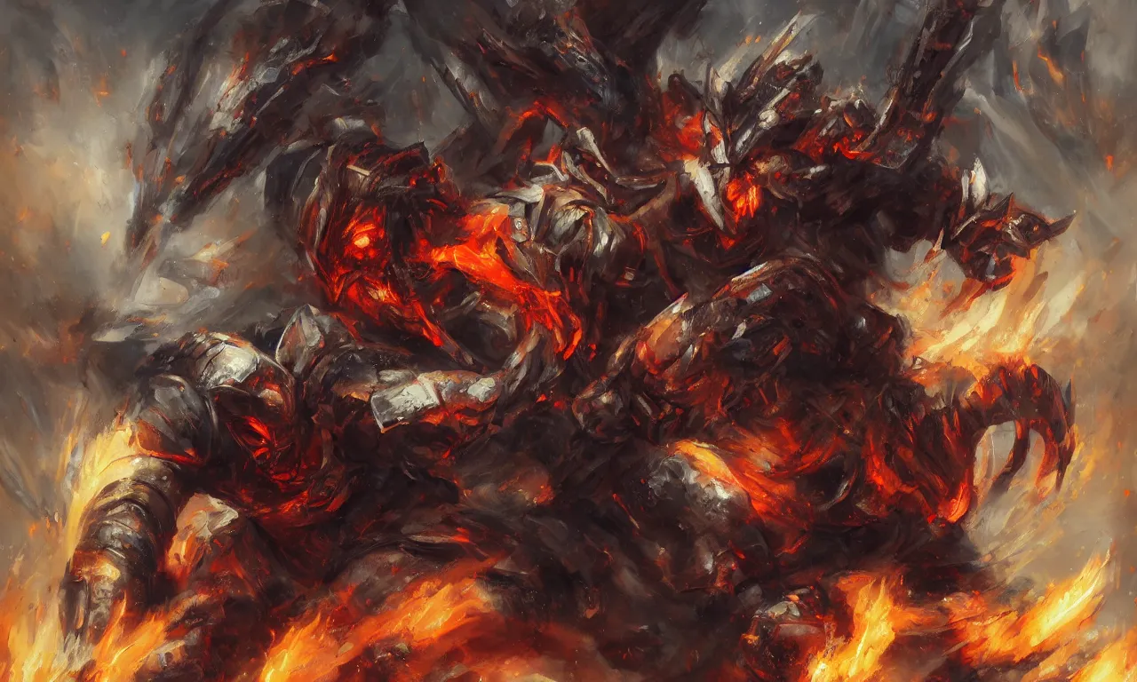 Prompt: beautiful brutal warrior brutally fight his enemies on battlefield, wrath flame and ruin, oil painting, trending on artstation