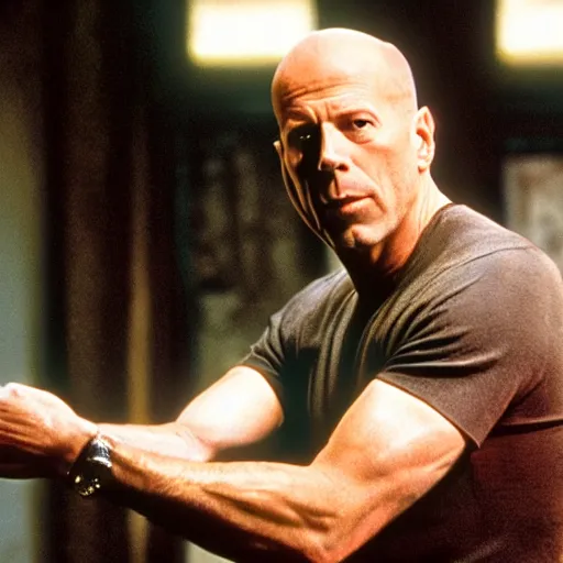 Prompt: bruce willis as a character in Arcane